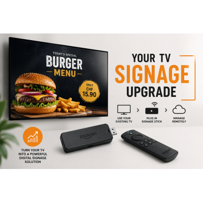 Digital Signage Upgrade für vorhandenen TV mit 4K Player und Fernverwaltung