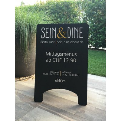 Kundenstopper bedruckt mit Logo oder Werbeinschrift